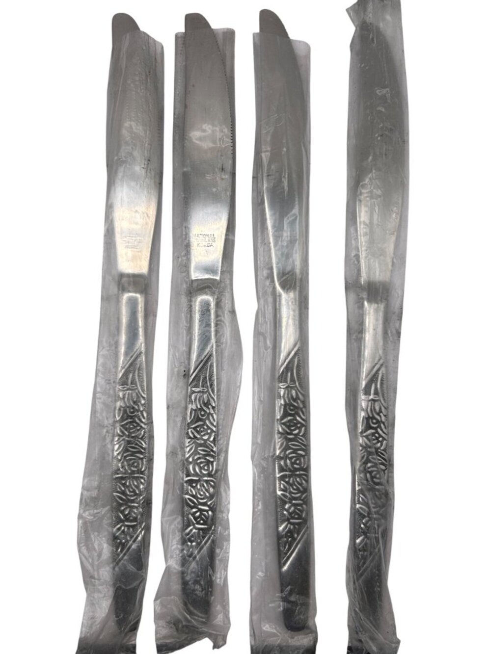 National Stainless Caress Stainless Steel Knives Set Of 4 Vintage Glossy Rose Pa